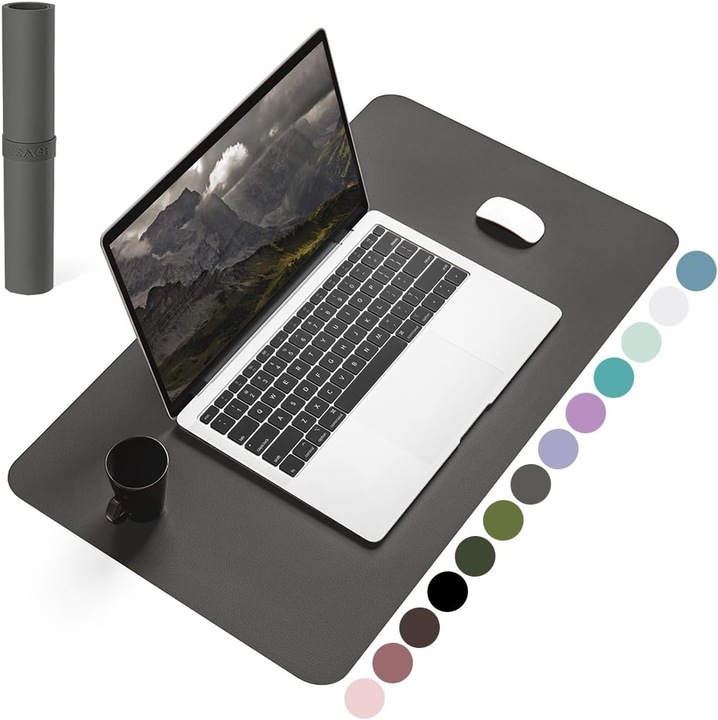 Mousepad YSAGI, 60x35 cm, gri închis, piele artificială, impermeabil, moale