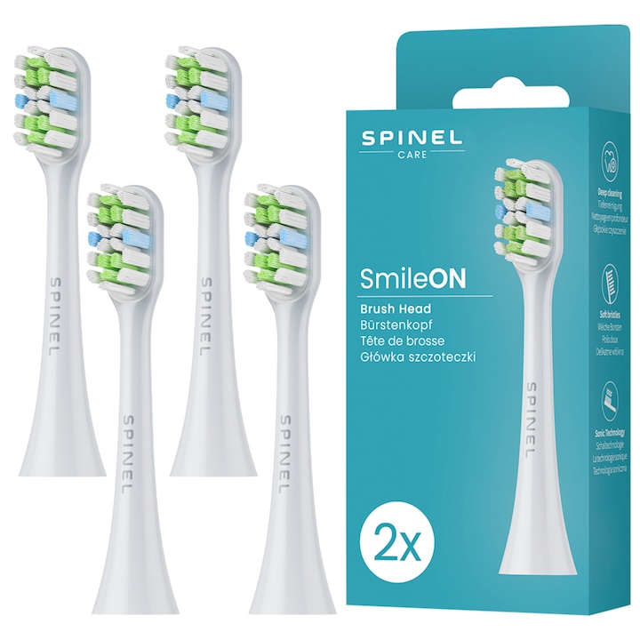 Накрайници за четка за зъби Spinel Care SmileON White, 4 броя