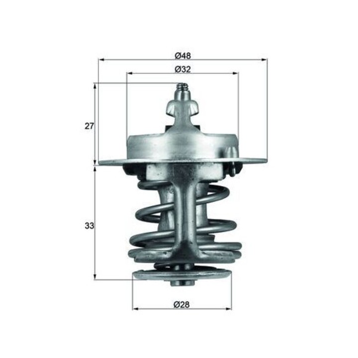 Mahle TX6383 hűtőfolyadék termosztát, nyitási hőmérséklet 83°C, átmérő 28x48mm, magasság 27x33mm