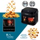 Friteuza cu aer cald Heber®, Milano, gratar din inox, 5.5L, recipient gatire din sticla termorezistenta, 8 programe, 1200W, Air fryer Gama 2025