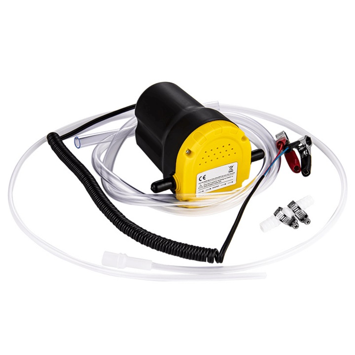 Pompa electrica transfer ulei si motorina Edman pentru masina, motocicleta, aspiratie cu tuburi, 3L/Min, motor cupru, 12V, 100W, Negru