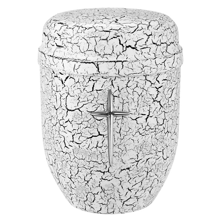 Urna de incinerare din metal alb pentru cenusa de adult Remember Forever