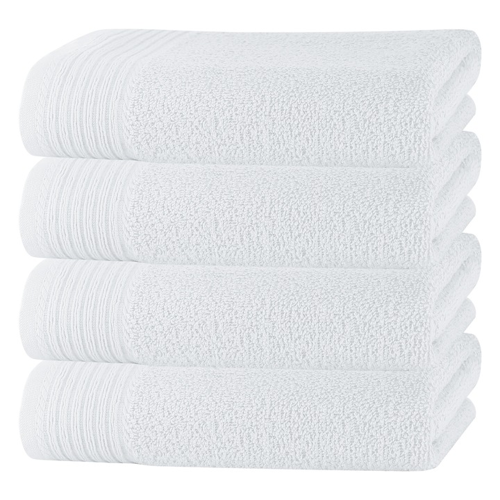 Set 4 prosoape XXL piscina/plaja, 100x180 cm, 100% bumbac, Alb