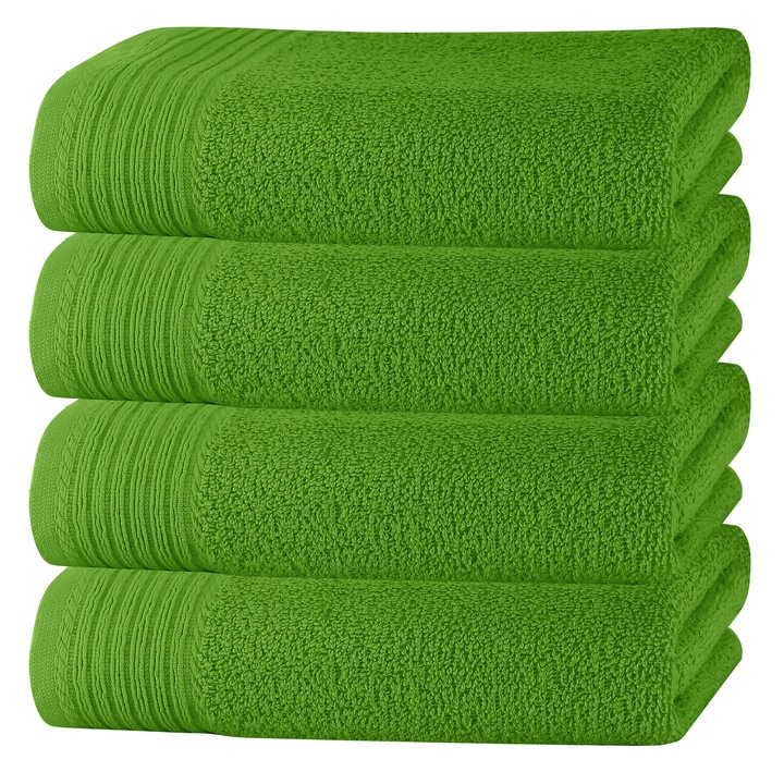 Set 4 prosoape XXL piscina/plaja, 100x180 cm, 100% bumbac, Verde lime
