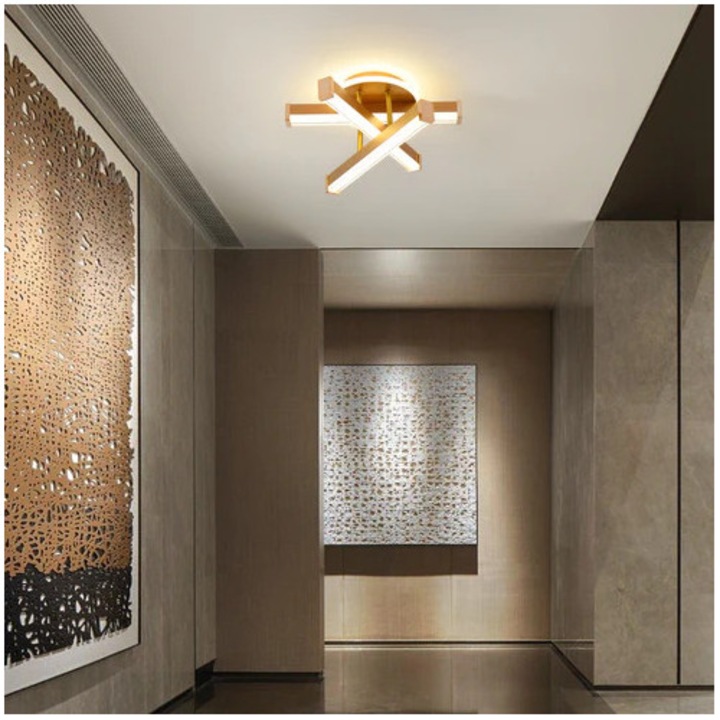 Lustra LED Daly, 52 W, Auriu, Lumina Rece, Neutra, Calda, 30x30x10 Cm