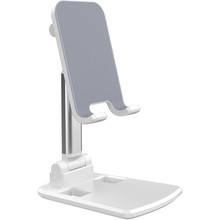 Asztali telefon- és tablettartó, állítható és összecsukható, hordozható, fehér, univerzális, kompatibilis iPhone, Samsung, iPad, Huawei készülékekkel