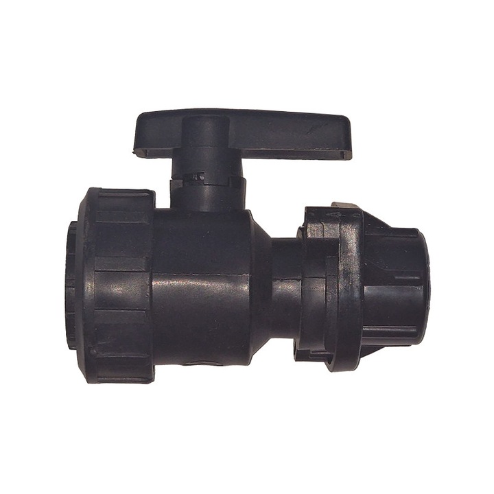 Robinet din plastic cu bila, pentru teava picurare, negru, Nr-5405, FI+FI, 1" x 1"