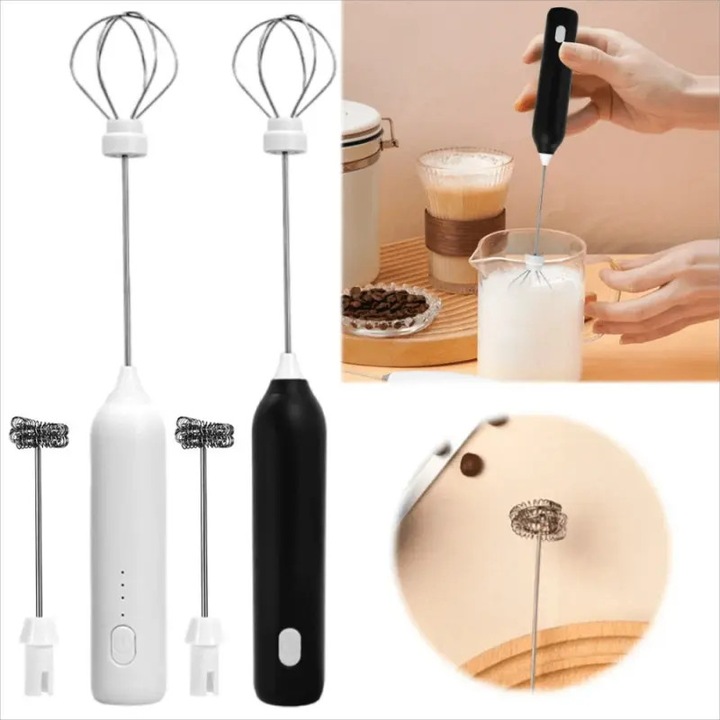Frother de lapte fara fir 2 in 1, 3 viteze, pentru cafea si cappuccino