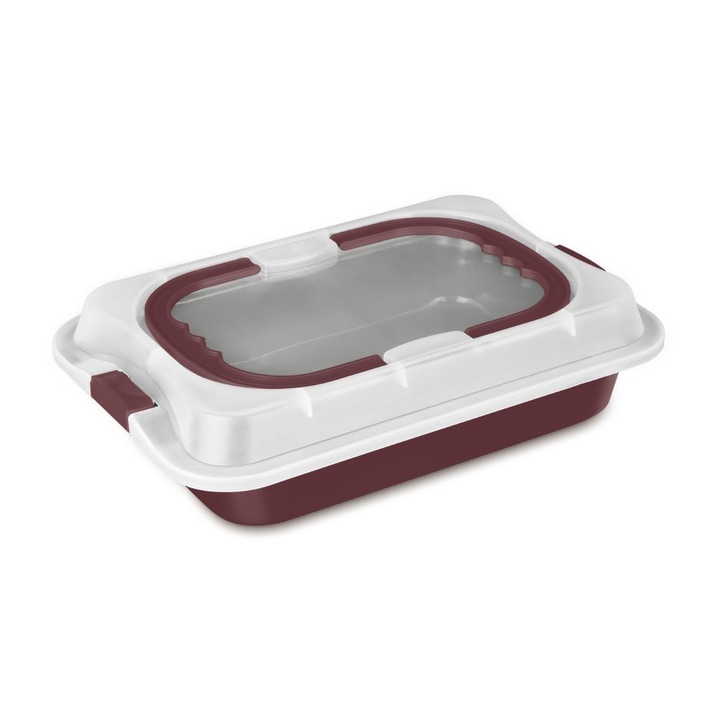 Tálca műanyag tetővel 36,5 x 24,5 Leonardo Berlinger Haus BH 8636, matt bordó
