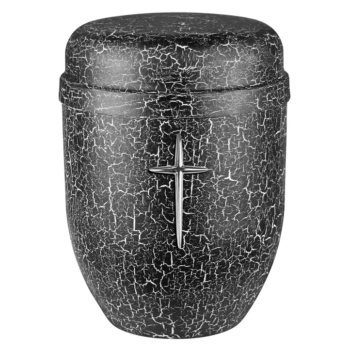 Urna de incinerare din metal negru pentru cenusa de adult Remember Forever