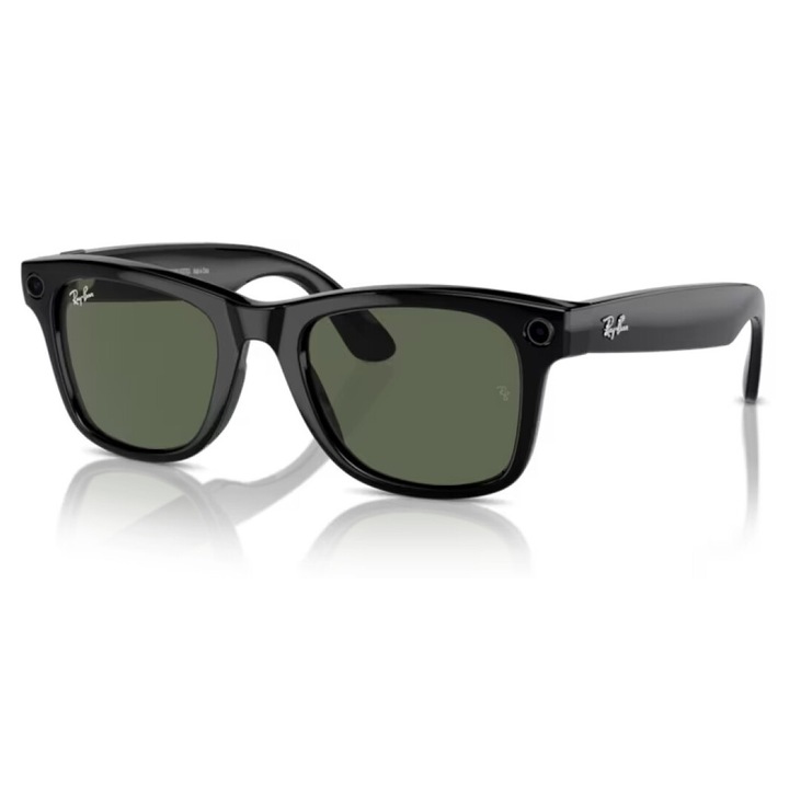 Ochelari Smart Ray-Ban Meta Wayfarer, Marime L, Wireless, Bluetooth, Microfon, Smart Glasses AI, Lentile G15, Standard, Verde-Negru