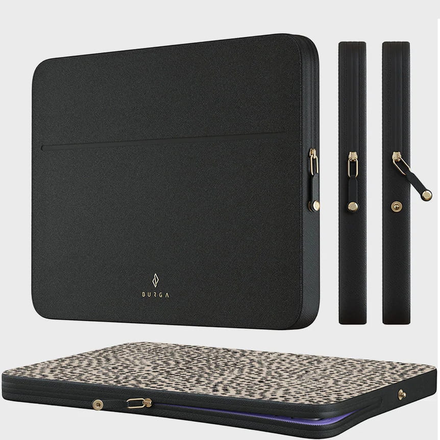 Husa Burga Tough Case pentru laptop 14", bej cu puncte negre, Almond Latte