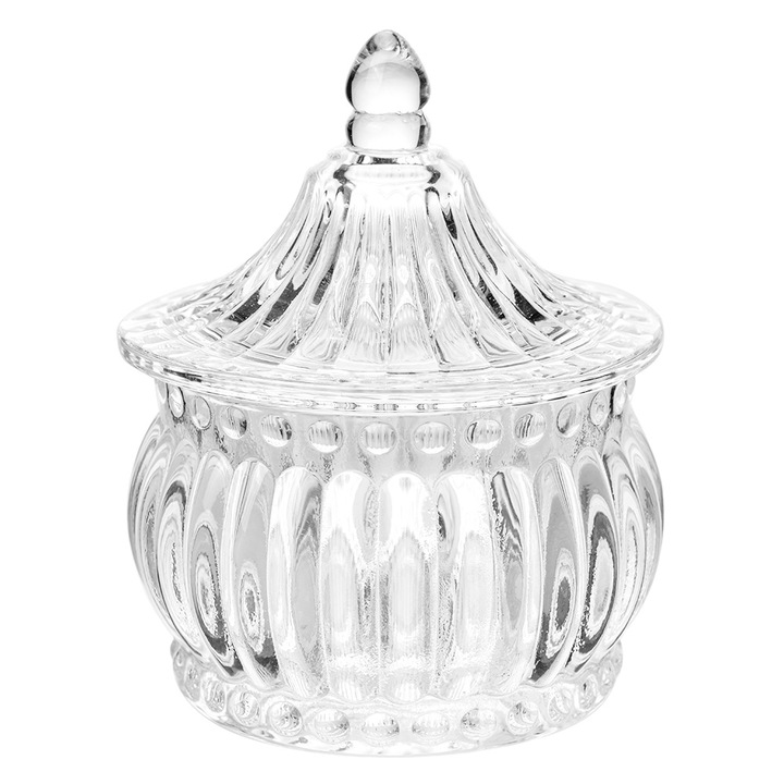 Прозрачна стъклена захарница Елегантност Ø 8x10 см