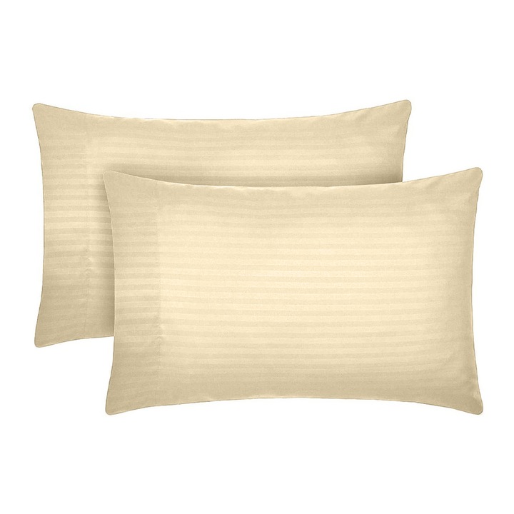 Set 2 huse perna din damasc, densitate 130 g/mp, Ivoire, 40/40cm