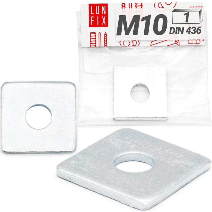 Saiba patrata Lun Fix, M10, galvanizata, 30x30x3mm