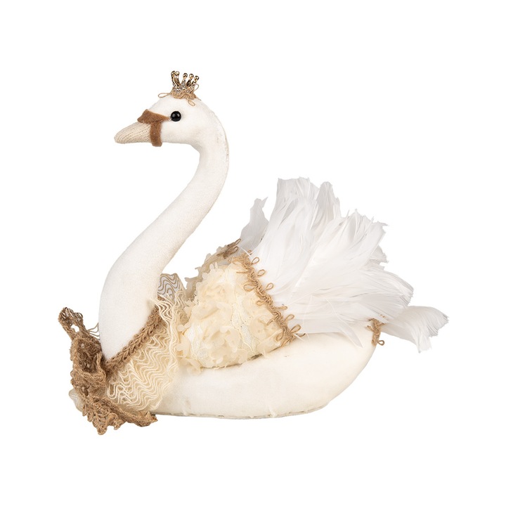 Tarka textil hattyú figura 28x14x28 cm