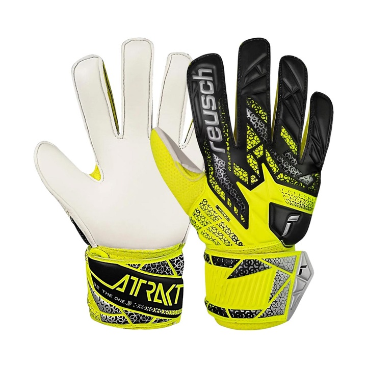 Вратарски ръкавици Reusch Attrakt Solid Junior, жълто-черни, размер 4, комплект за деца и юноши