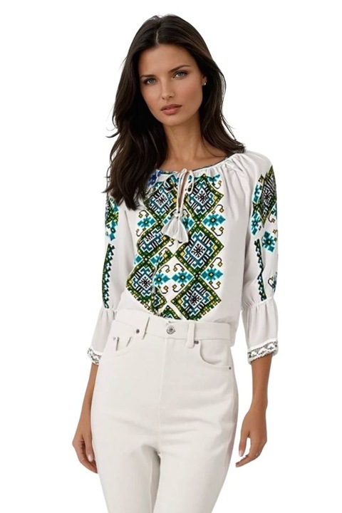 Bluza dama tip ie 257, Alb/Verde