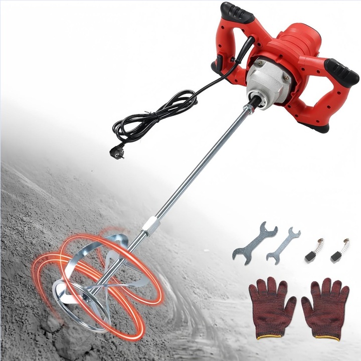 Jfyu JFYU® преносим електрически бетонобъркачка, 2100 W, 6 регулируеми ...