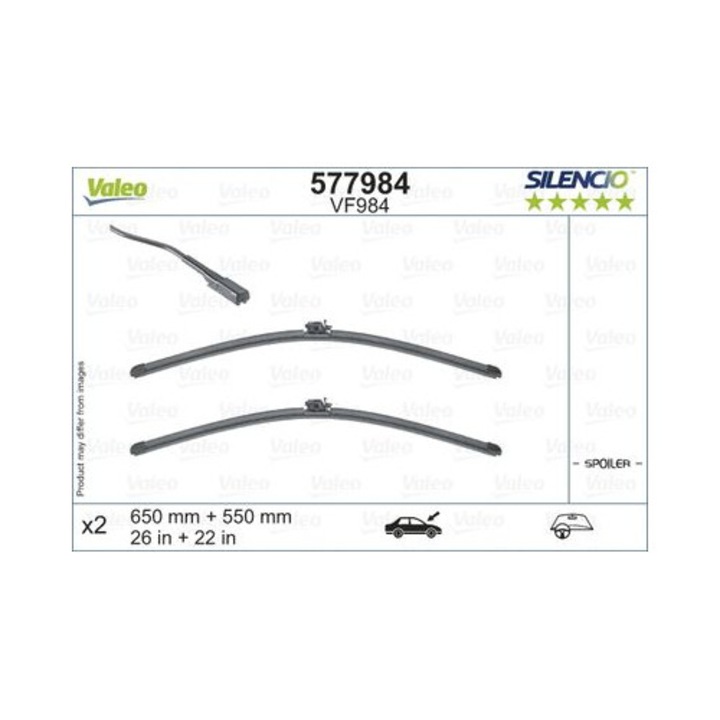 Lamelă stergător Valeo, 650x550mm, design cu spoiler, pentru vehicul cu volan pe stânga/dreapta