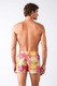 KOM, Pantaloni scurti de baie cu snur si model, Galben, Roz, S