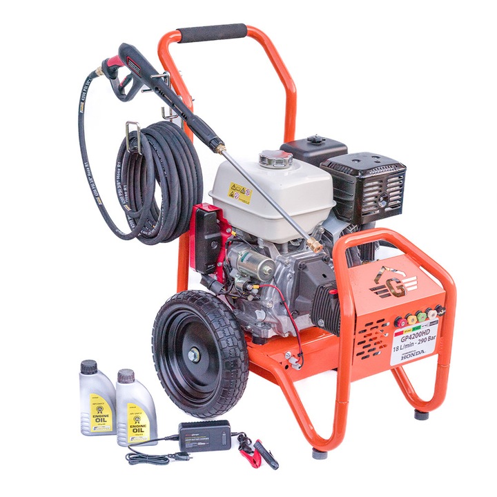 Aparat de spalat cu presiune Gaspper GP4200HD, 290 bari, benzina 4 timpi Honda, 18l/min., starter manual + electric