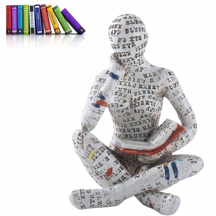 Statueta decorativa, SINBINTA, Decoratiune din rasina, Statuia femeilor ganditoare, Arata frumusetea si puterea femeilor intelectuale, Constuctie robusta, Usor de curatat si de depozitat, Pentru desktop, birou acasa, 8.5*7.5*11.5cm, Multicolor