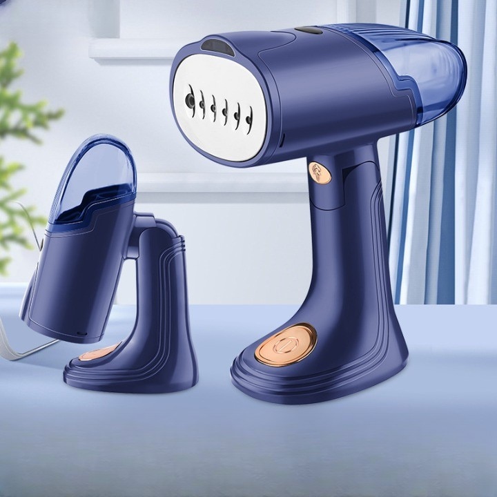 Aparat de Calcat Vertical Portabil cu Abur, Leski, Putere 1500W, Rezervor Detasabil de 138ml, Priza, Functie Anti Calcar si Auto Curatare, Pliabil, cu Perie, 20x10.5x8 cm, Albastru