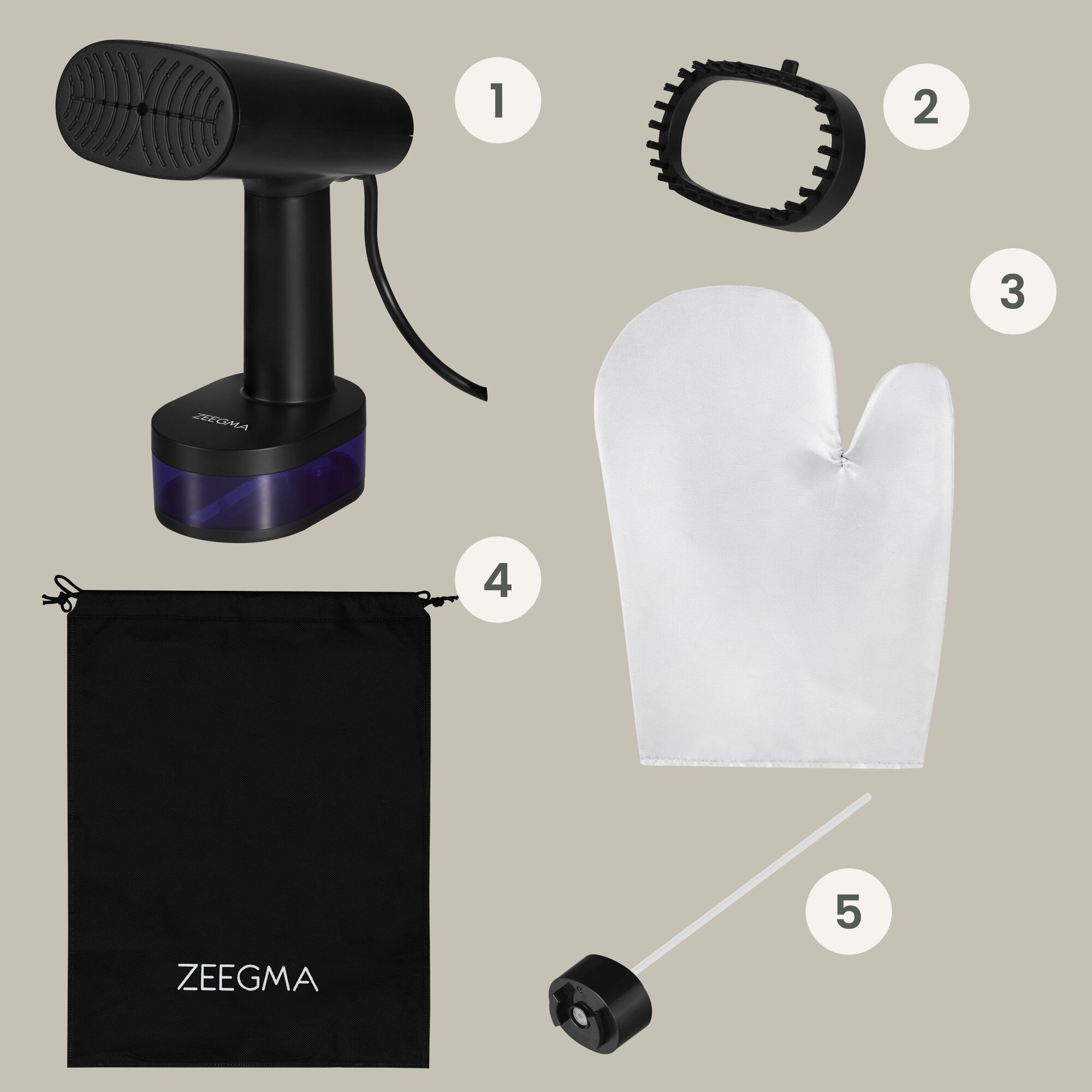 Aparat de calcat vertical cu abur, Zeegma Steamee, 370 ml, 1640 W, 25 g/min, Handig, Negru