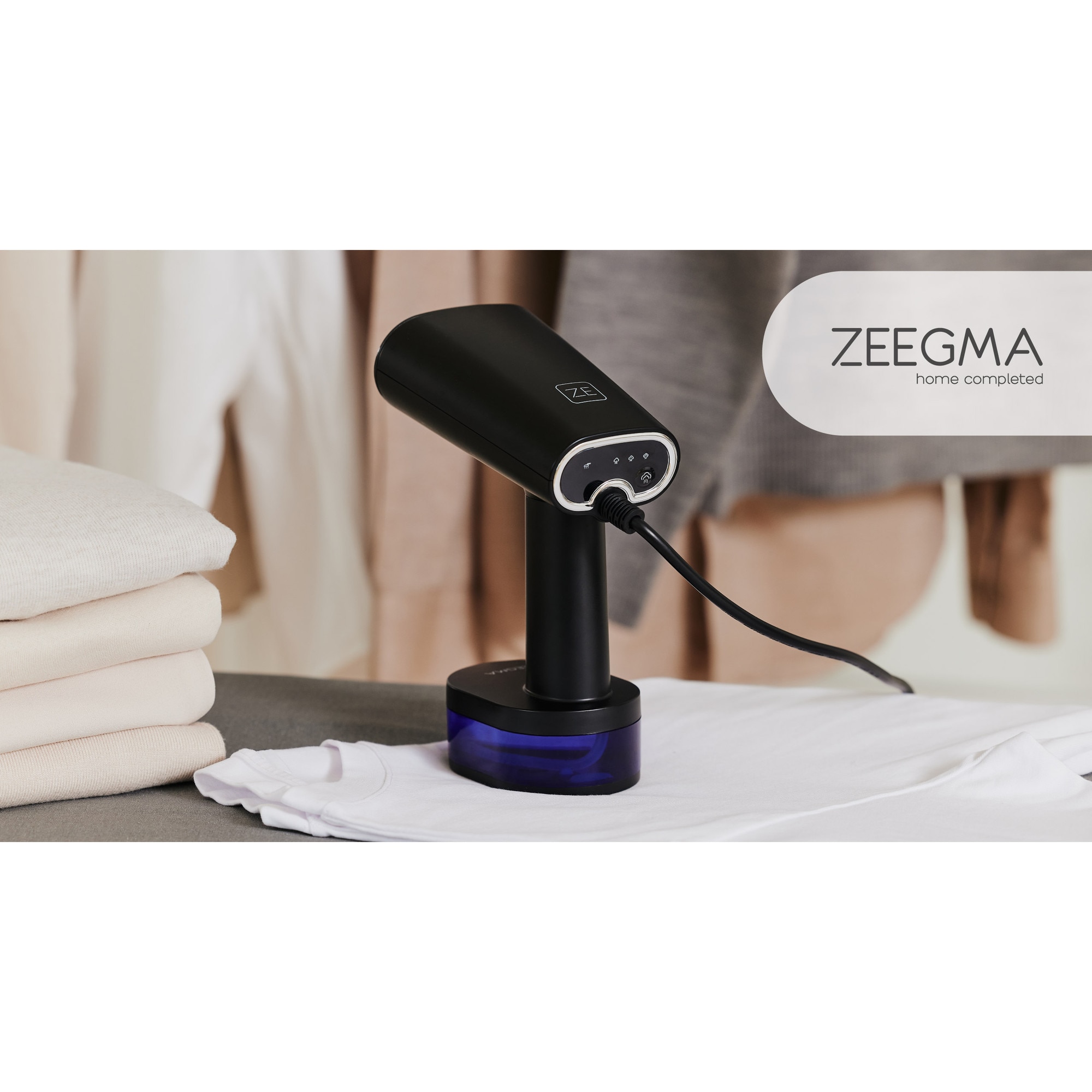 Aparat de calcat vertical cu abur, Zeegma Steamee, 370 ml, 1640 W, 25 g/min, Handig, Negru