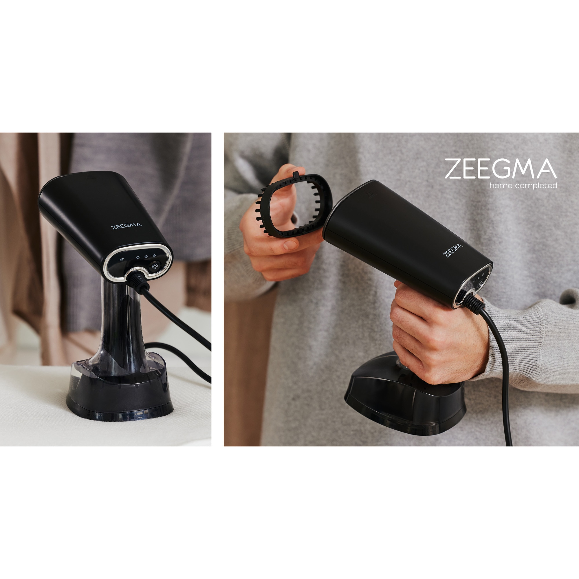 Aparat de calcat vertical cu abur, Zeegma Friskeer, 380 ml, 1640 W, 25 g/min, Handig, Negru
