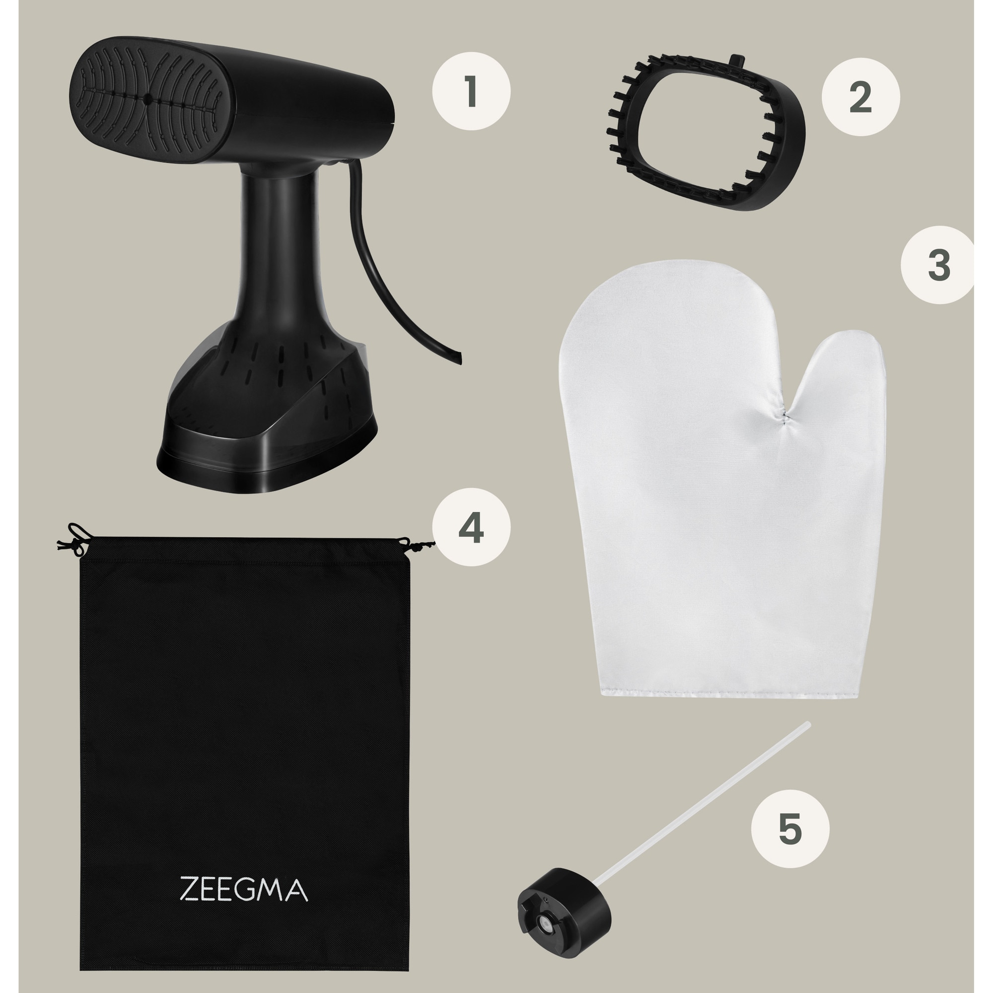 Aparat de calcat vertical cu abur, Zeegma Friskeer, 380 ml, 1640 W, 25 g/min, Handig, Negru