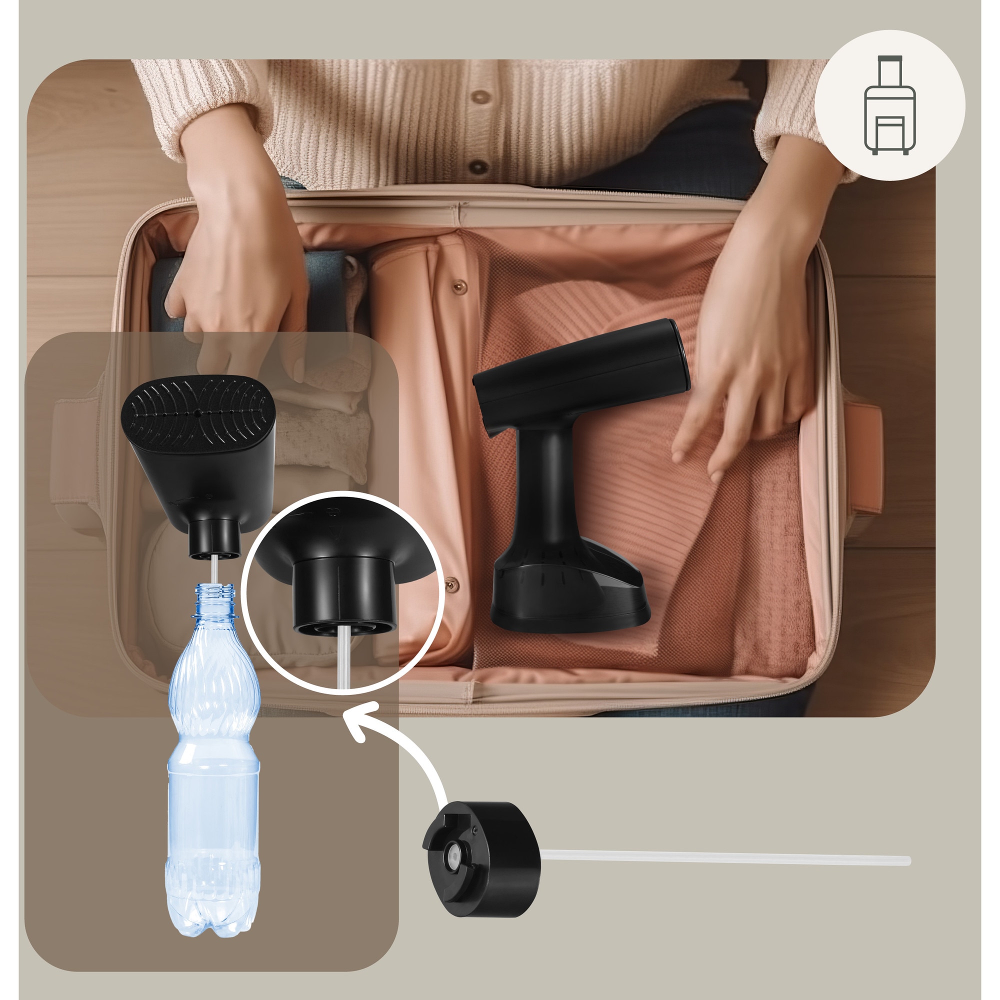 Aparat de calcat vertical cu abur, Zeegma Friskeer, 380 ml, 1640 W, 25 g/min, Handig, Negru