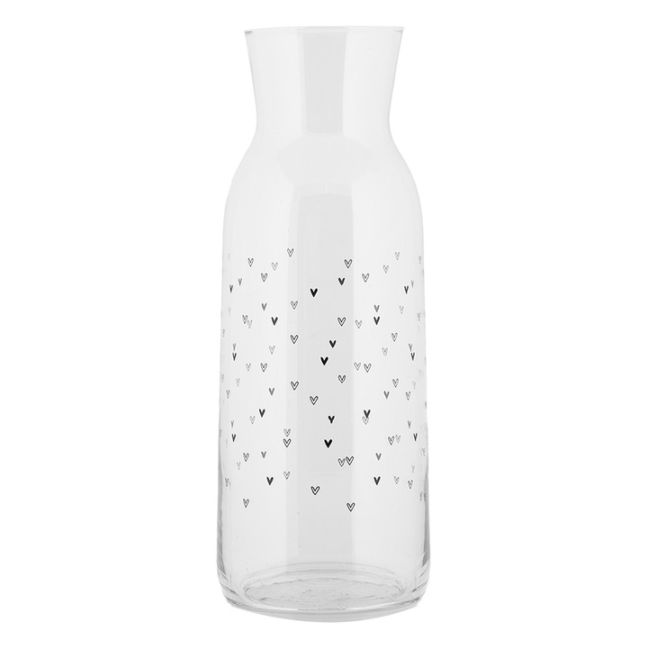 Fekete átlátszó üveg kancsó Szívek Ø 9x25 cm / 1000 ml
