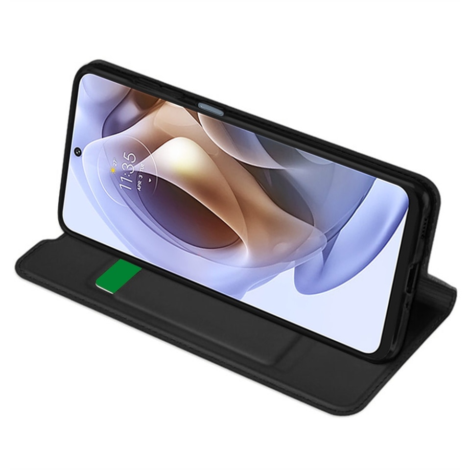 Husa pentru Motorola Moto G31 / Moto G41, SKYDDAR INNOVATION, Magskin Book, tip Carte cu Portofel Interior, set cu sticker, Negru