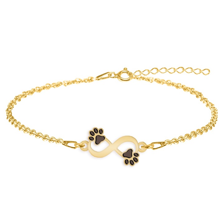 Bratara personalizata infinit si labute din argint 925 placat cu aur galben 24K - Niky - BijuBOX