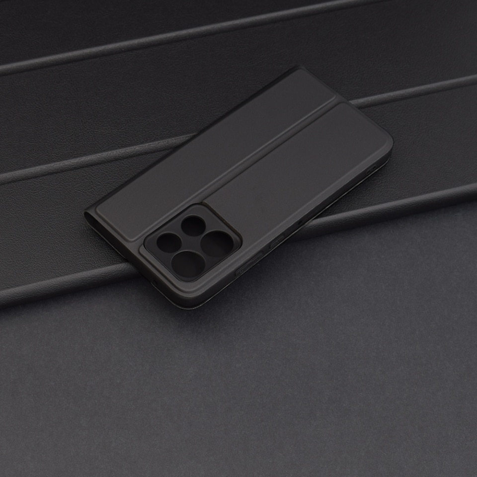Husa pentru Motorola Edge 50 Neo, SKYDDAR INNOVATION, Magskin Book, tip Carte cu Portofel Interior, set cu sticker, Negru