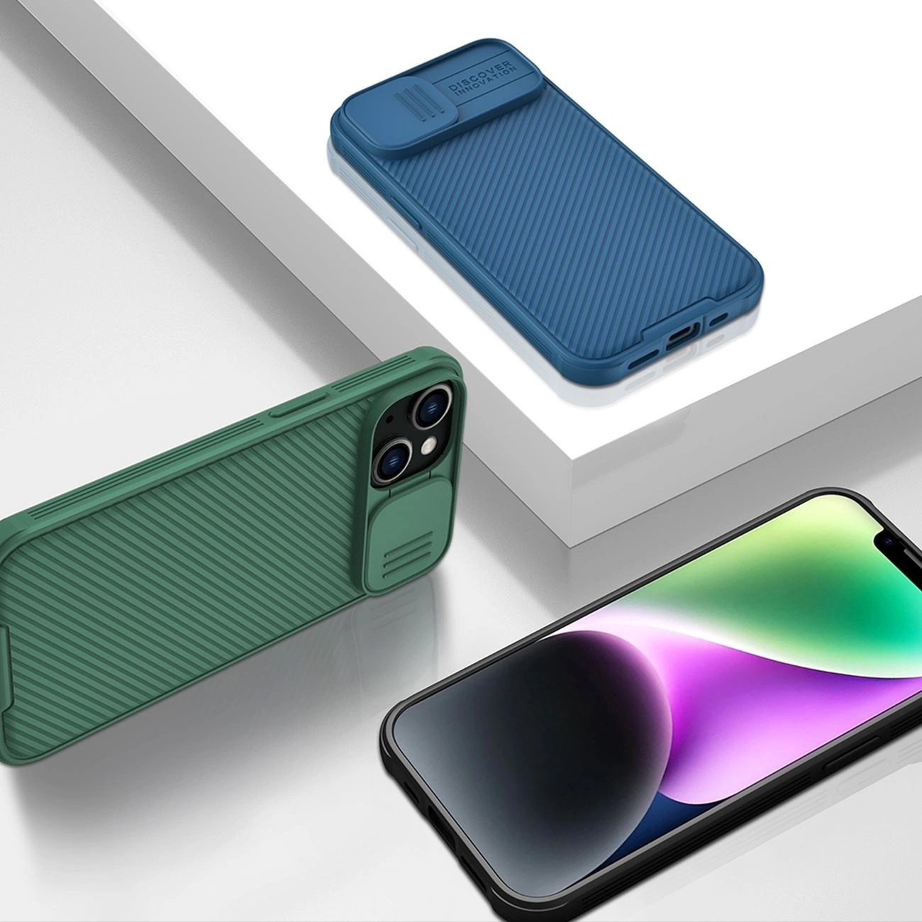 Carcasa Nillkin CamShield Pro Armored cu protectie pentru camera compatibila cu iPhone 14 Plus Verde