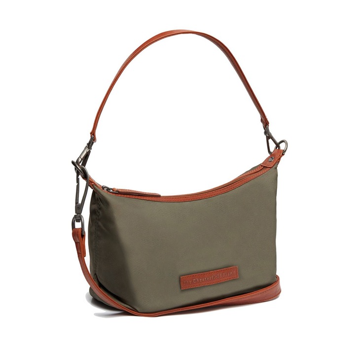Női táska nylonból és természetes bőrből, The Chesterfield Brand, Lovund, kézi és válltáska, Zöld