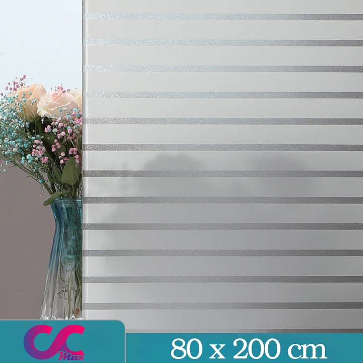 Folie Decorativa CCmax pentru Geam, Model Dungi 10x30 mm. Protectie Solara si Intimitate, 800 x 2000 mm