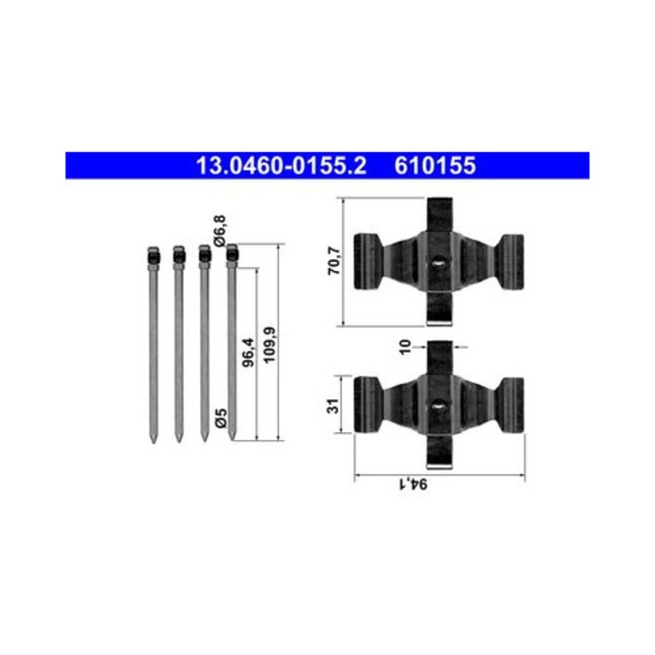 Set accesorii, placute frana ATE 13046001552