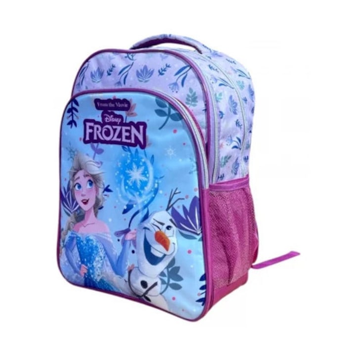 Ghiozdan copii Frozen, 42x30x17 cm, 3 compartimente, 2 buzunare laterale, multicolor