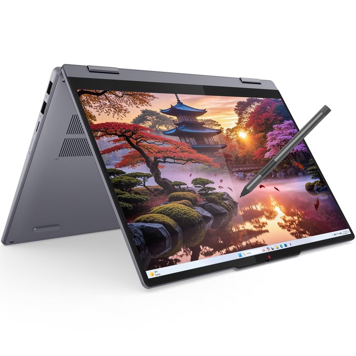 Lenovo IdeaPad 5 2-in-1 14AKP10 laptop, AMD Ryzen™ AI 7 350 processzorral, akár 5.0GHz-ig, 14'', WUXGA, OLED, Érintőképernyős, 24GB LPDDR5x RAM, 1TB SSD, AMD Radeon™ 860M grafikus kártya, No OS, Luna Gray