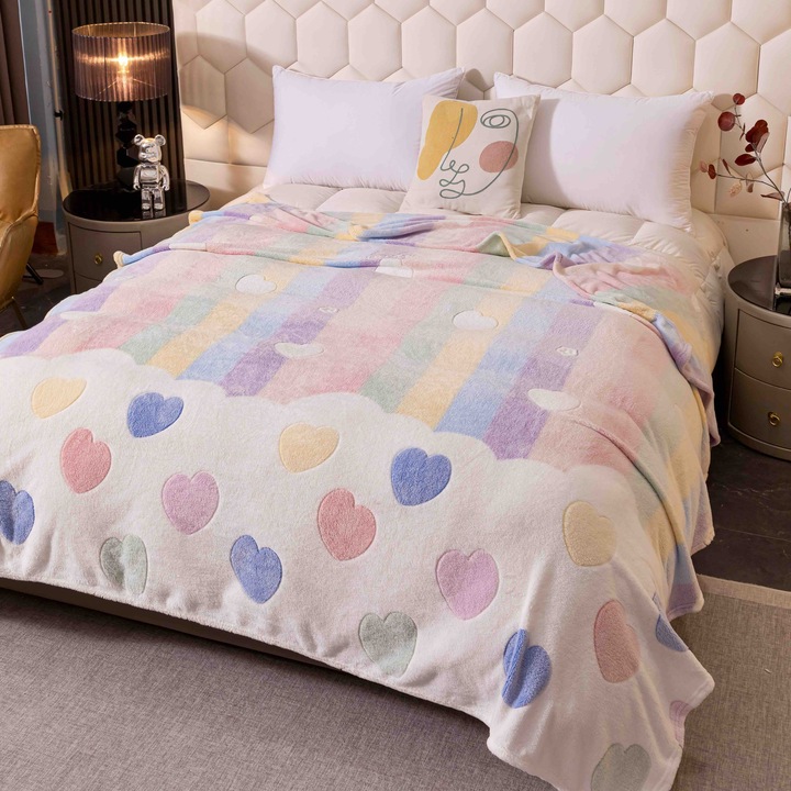 Patura, CHIRASO, Microfibra, 200x230 cm, Moale, Multicolor