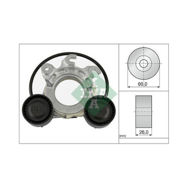 Обтегач на ремък, INA, ангренажен ремък, диаметър 60 мм, ширина 26 мм