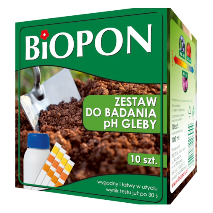 Set 10 teste pH sol BIOPON, usor de utilizat, pentru gradina, gazon, ghiveci