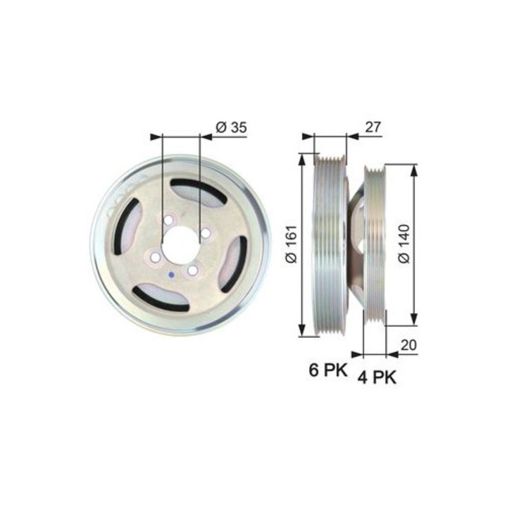 Curea canelată, arbore cotit GATES TVD1075