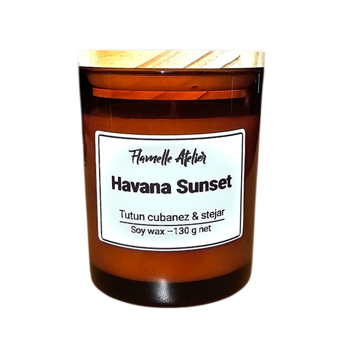 Lumanare parfumata din ceara de soia, Flamelle Atelier, Havana Sunset, handmade, 130 g