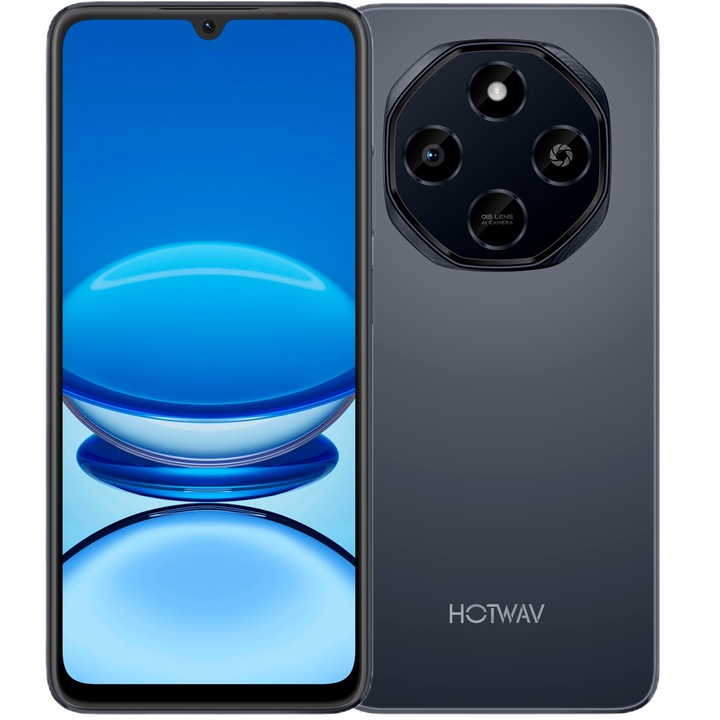 Telefon mobil HOTWAV Note 16 Pro, Dual SIM, 4G, 6.9-inch, Octa-Core CPU, 12GB RAM (4GB + 8GB ext), 128GB, Senzor Amprenta, 5160mAh, Android 14, Space Black