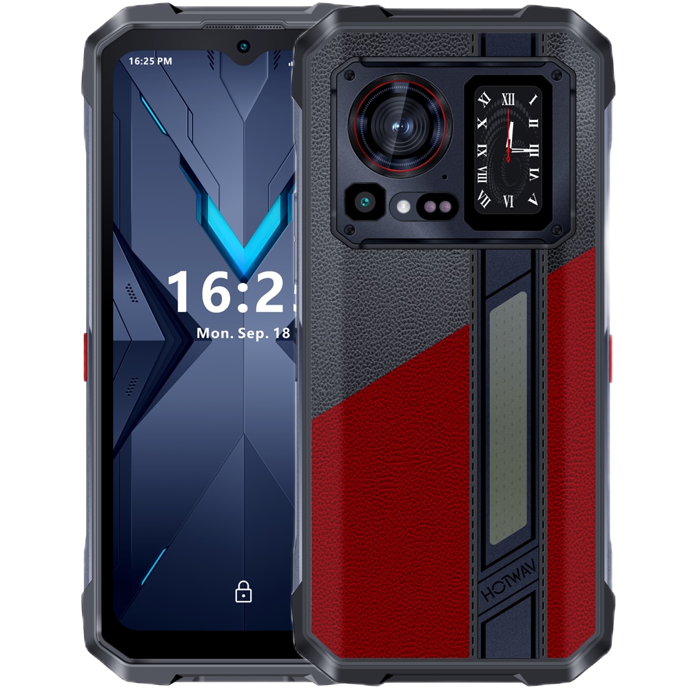 Telefon mobil HOTWAV Hyper 7 Pro, Dual SIM, 5G, 6.6-inch 120Hz 2.4K IPS, Octa-Core Mediatek Dimensity 7050, 36GB RAM (16GB + 20GB ext), 256GB, Camera 200MP + 24MP IR, 10800mAh, NFC, IP68, Android 14, Magma Red
